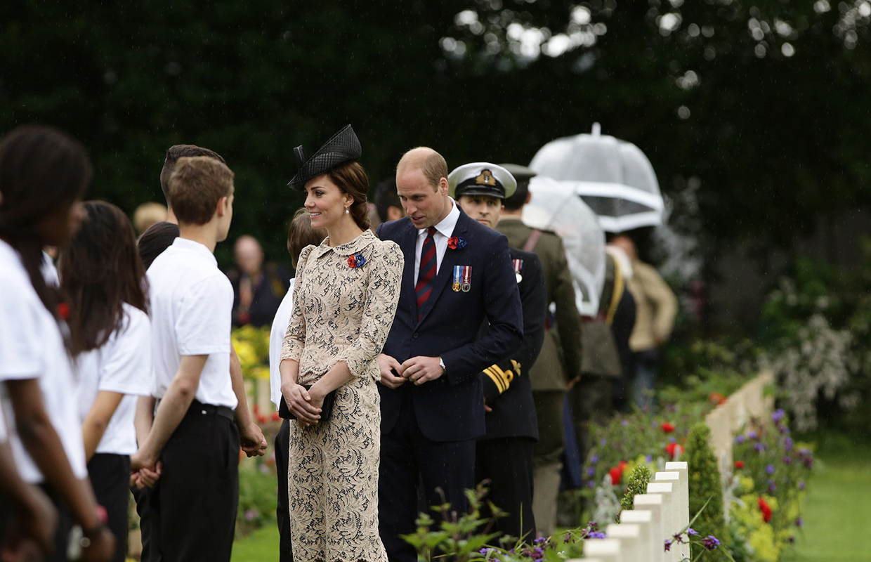 Prince William and the Duchess of Cambridge wearing poppies at a commemoration of the centenary of the Battle of the Somme.