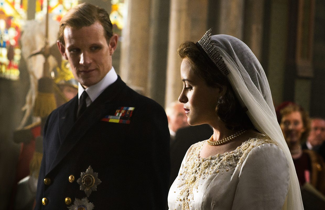 Prince Philip is played by Matt Smith ("Dr Who)". The Queen herself is Claire Foy ("Wolf Hall").