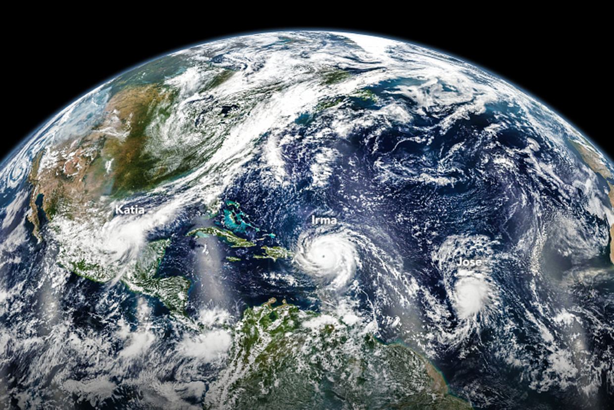 This NASA image shows three hurricane systems at the same time.
