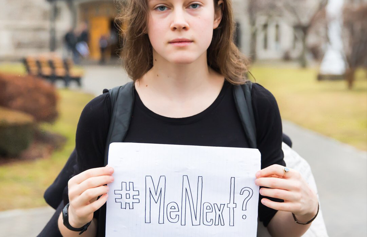 Sixteen-year old student Violet Massie-Vereker, from New York, launched a #MeNext? hashtag, with chilling images of students holding up that question.