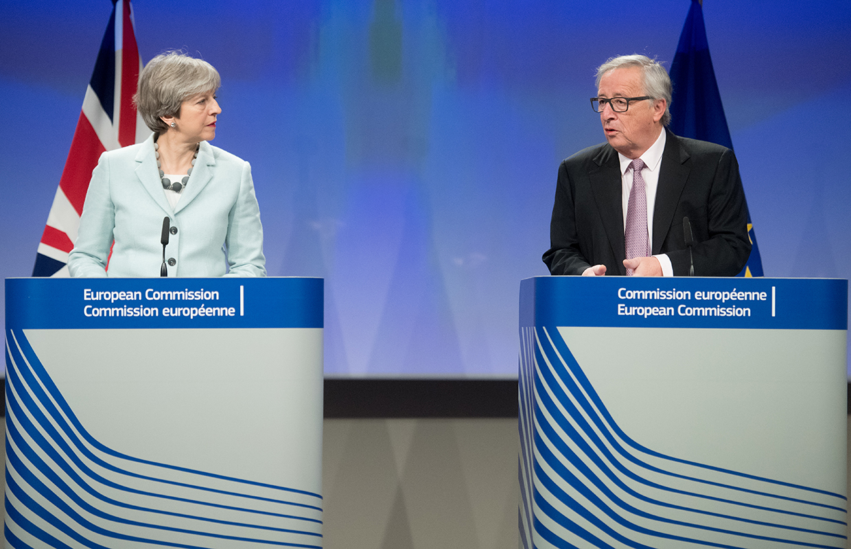 Theresa May in Brussels with Jean-Claude Juncker, President of the European Commission.