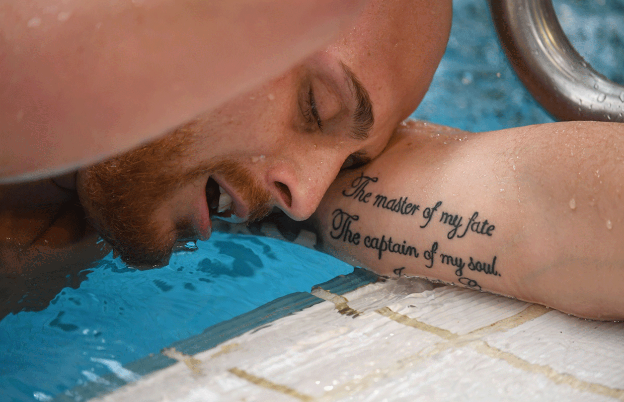 Jaco Van Bilyon of the UK takes the spirit of the Invictus Games literally, with an extract from the poem tattooed on his arm.