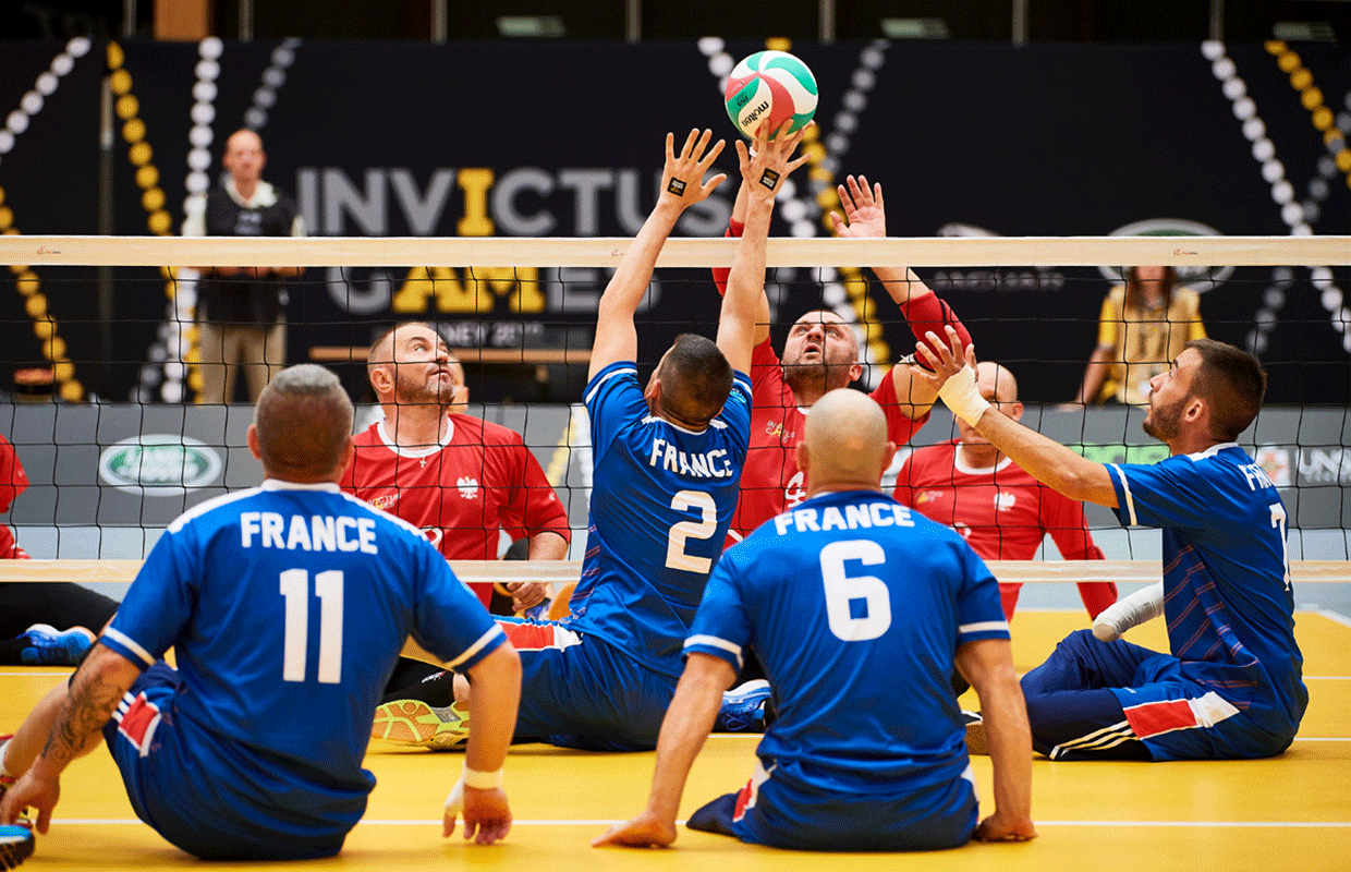 France faced Poland in sitting volleyball.