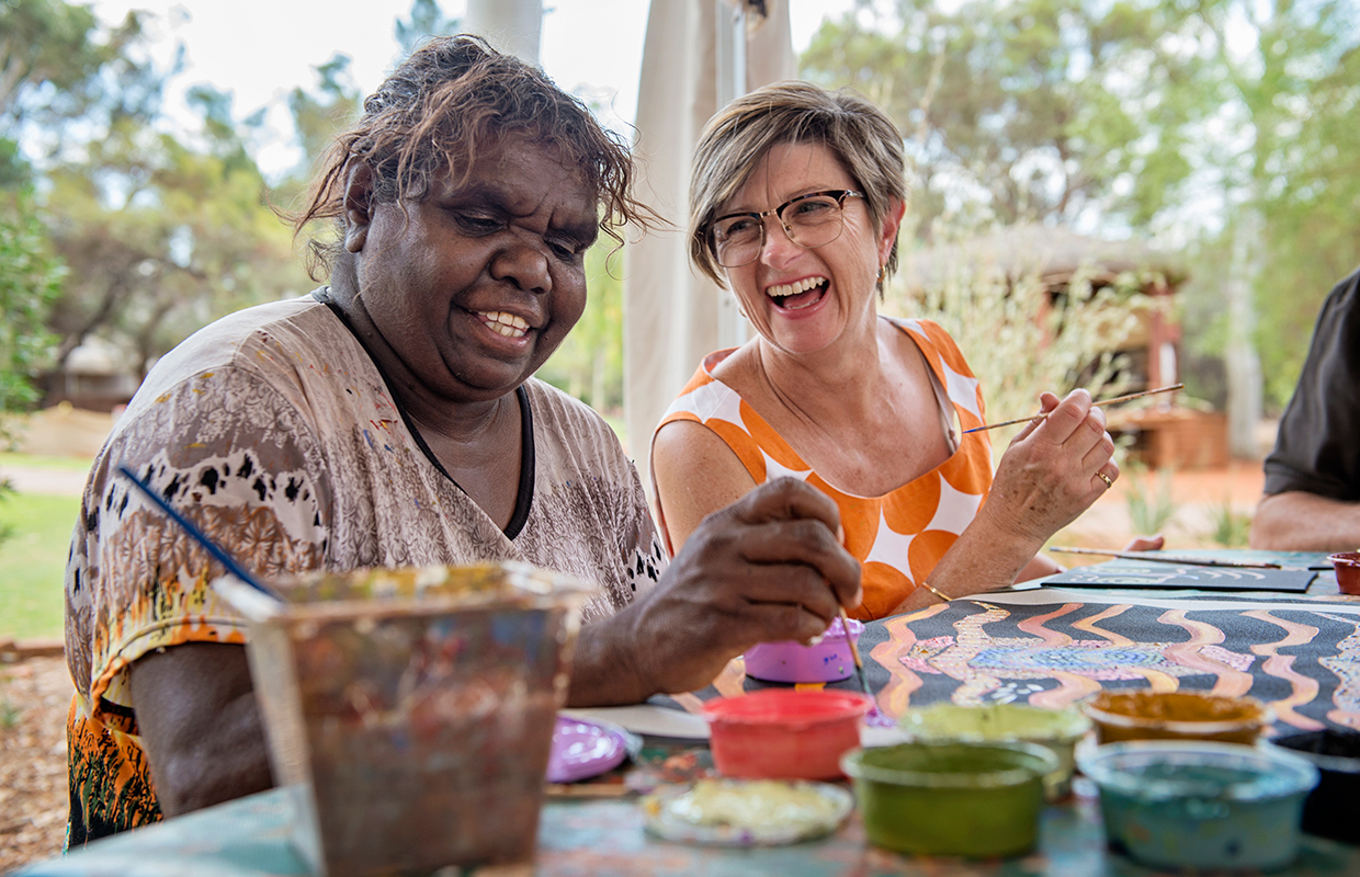 Visitors can learn about Aboriginal stories and dot painting with the traditional Anangu owners rather than climbing the rock.