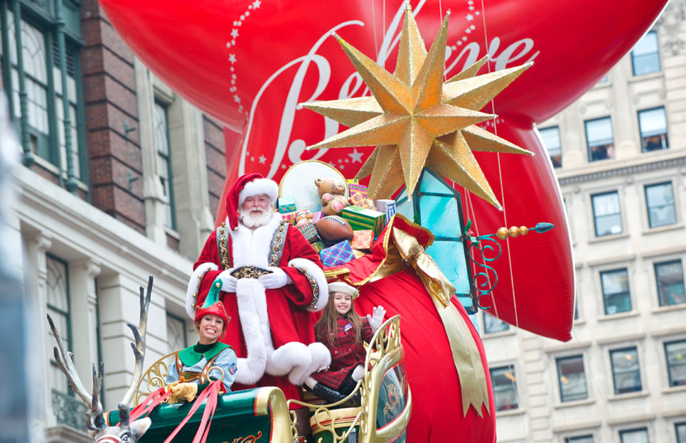 Santa Claus on a float closes the parade.