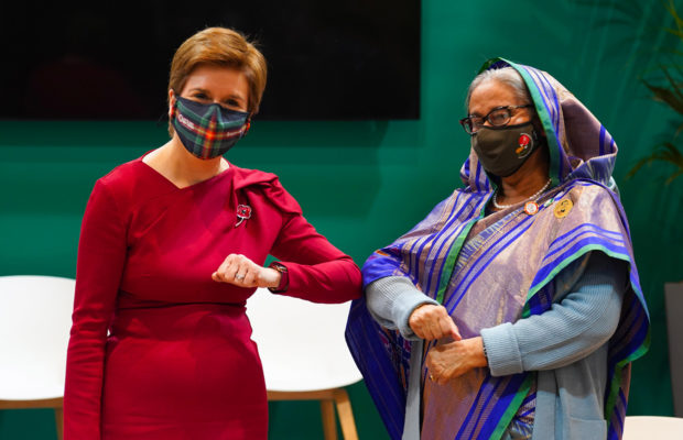 Nicola Sturgeon with Bangladesh Prime Minister Sheikh Hasina at the COP26 conference in Glasgow in 2021.