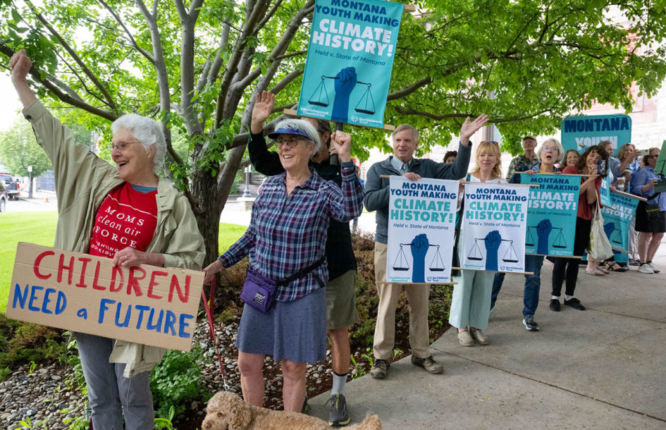 Supporters of the teen activists gathered outside the court house.