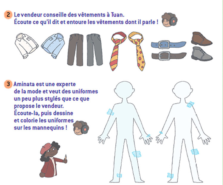 An activity about clothes and colours.