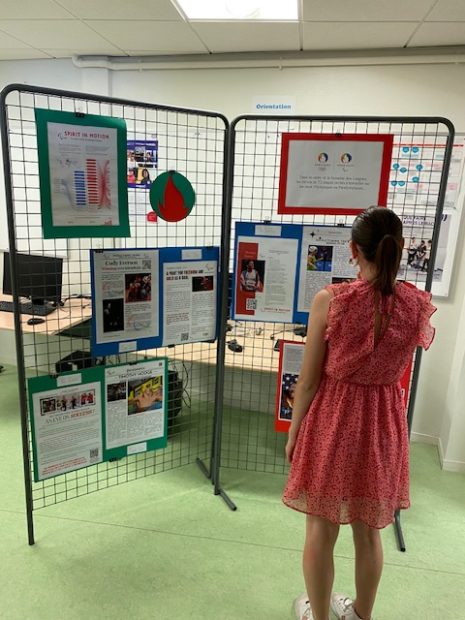 A pupil looking at the display in the school library.
