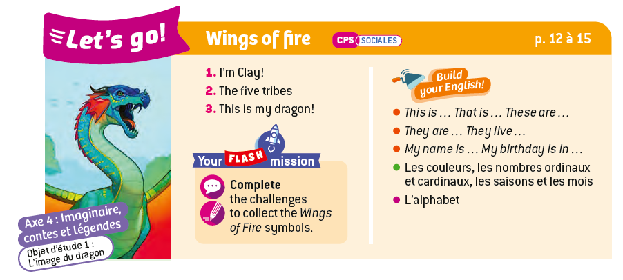 A description of the transition file about dragons in Shine Bright 6e, Wings of fire.