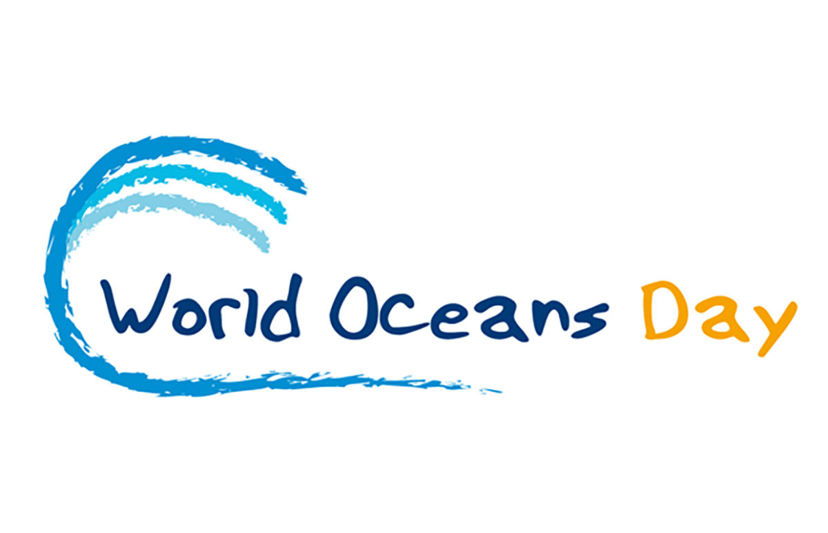 The logo of World Oceans Day, with a wave