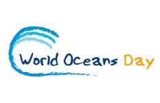 The logo of World Oceans Day, with a wave