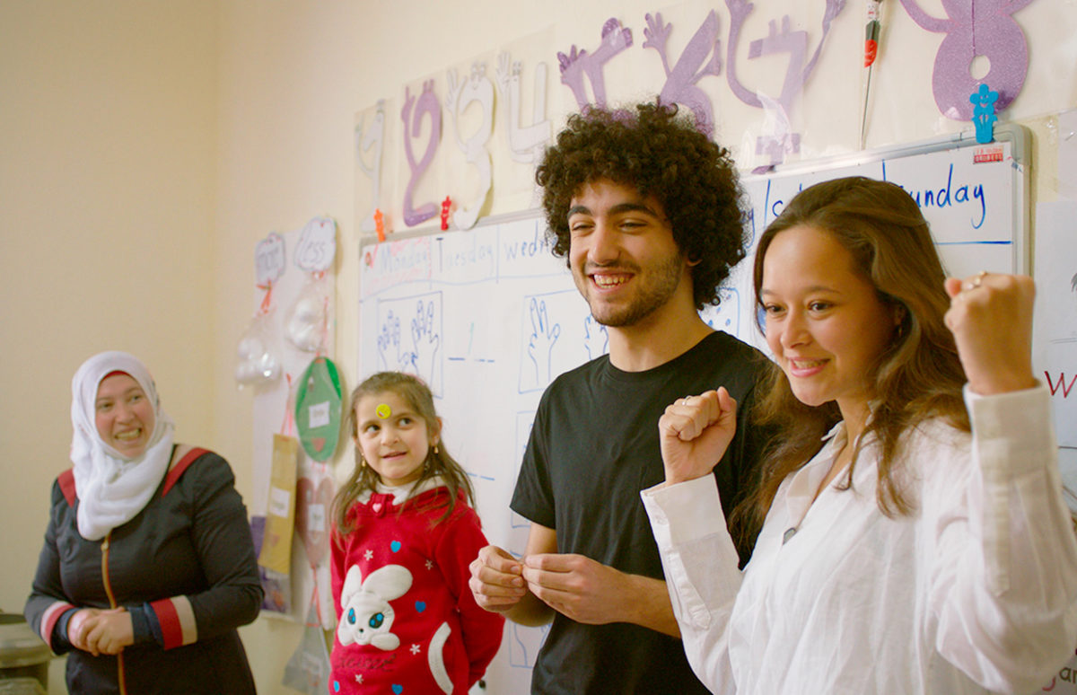 Mohammad and Melati in the refugee school.