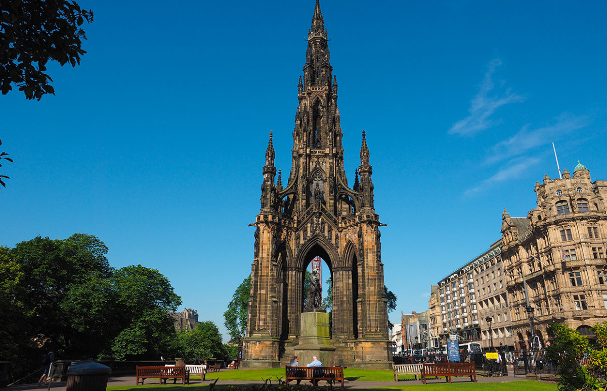 The Scott Monument in honour of Sir Walter Scott , in Edinburgh.