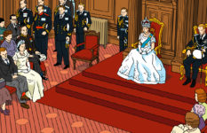 A frame from the comic strip showing Queen Elizabeth II's coronation