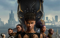 The characters of Black Panther II with a background of a city