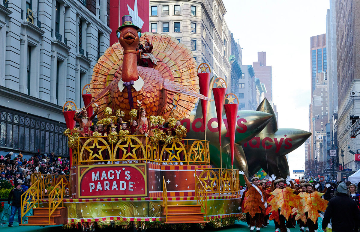 A giant model turkey named Tom on a float always opens the Macy's Thanksgiving parade.