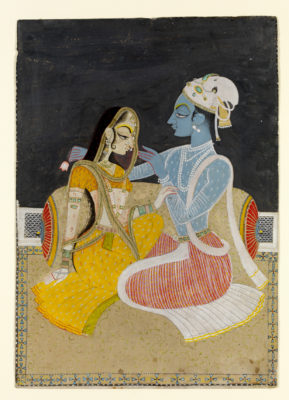 The god Krishna and his consort Radha: their love is a common theme an Indian poetry.