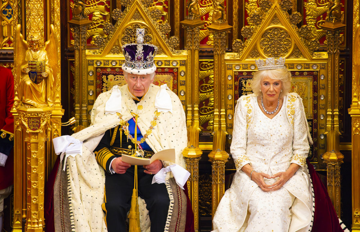 King Charles III and Queen Camilla at his first State Opening of Parliament as king.
