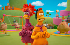The characters Frizzle and Molly when they discover Fun Land Farms.