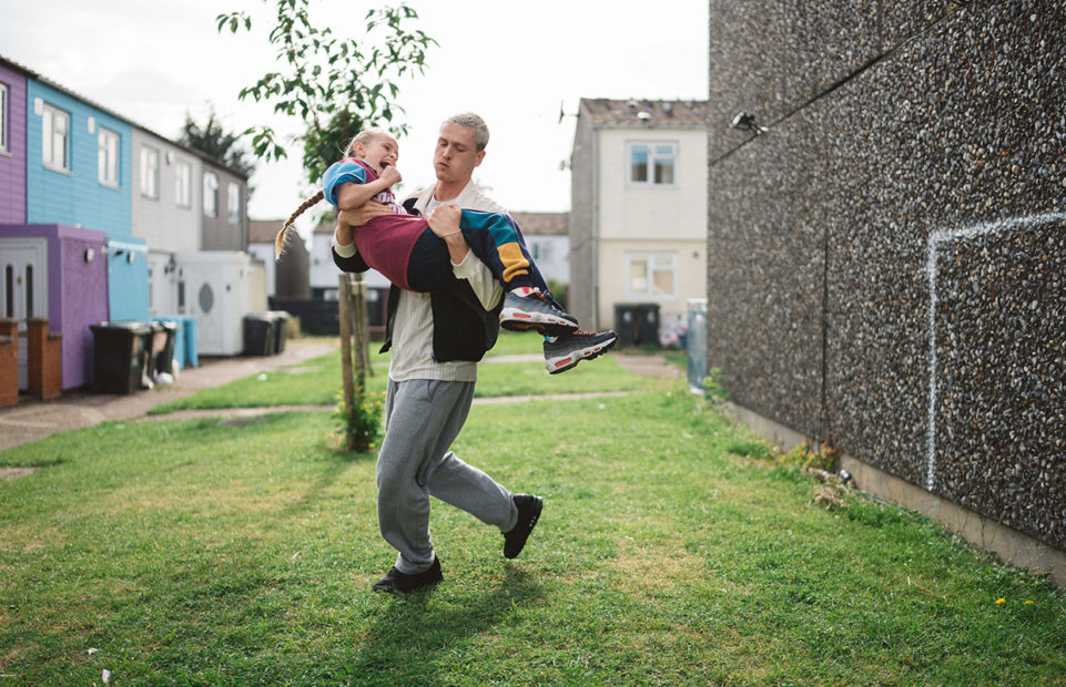 Lola Campbell and Harris Dickinson as Georgie and Jason in Scrapper.