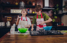 Baking for Red Nose Day.