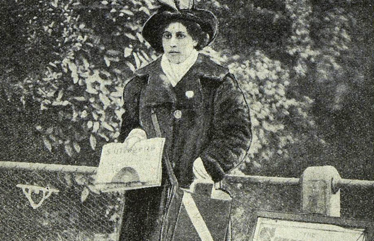 Princess Sophia Duleep Singh selling the Suffragette newspaper.