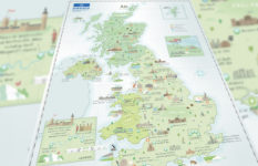 An illustrated map of the U.K.'s UNESCO sites.