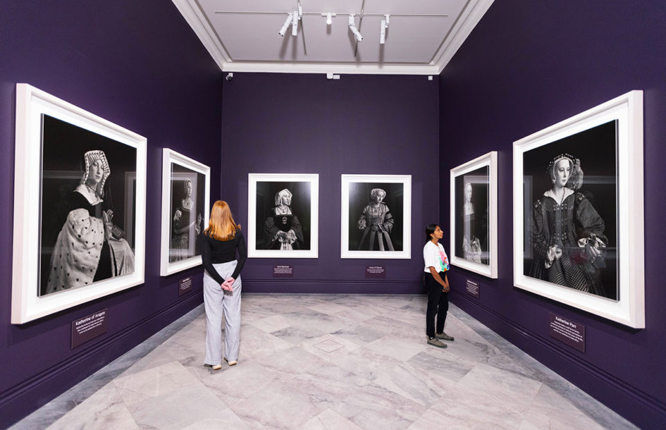 The six queens, black and white portraits of waxworks, by Hiroshi Sugimoto.