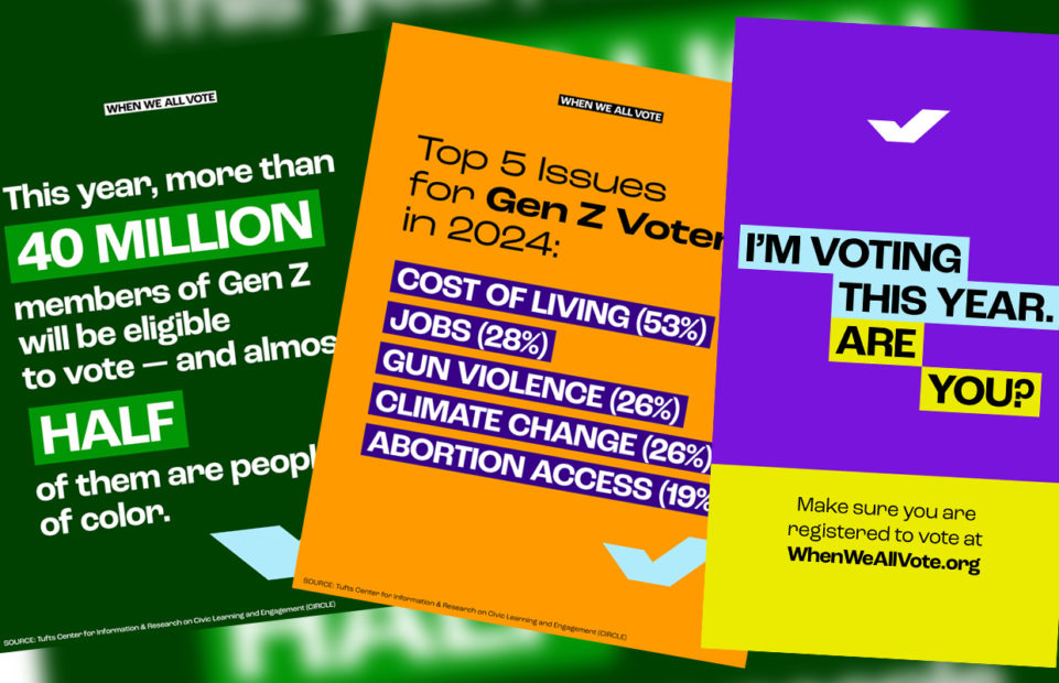 Posters encouraging young U.S. citizens to vote.