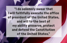 The text of the oath sworn by the President at the inauguration: "I do solemnly swear that I will faithfully execute the office of president of the United States, and will to the best of my ability preserve, protect and defend the Constitution of the United States."