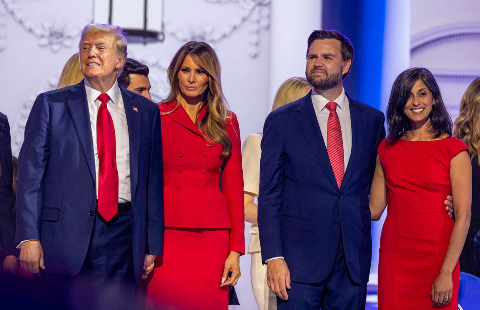 From left to right, Donald and Melania Trump, JD and Usha Vance.