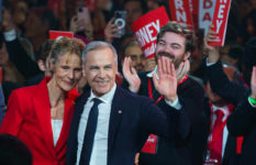 Mark Carney, the new Canadian Prime Minister, in front of a jubilant crowd.
