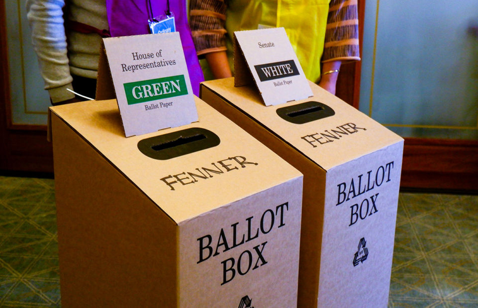 Ballot boxes for the house of representatives and the senate.