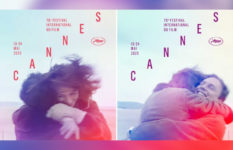 Two posters for the 2025 Cannes film festival, stills of couples embracing from the film Un homme et une femme by Claude Lelouch (1966) / Création graphique © Hartland Villa