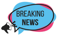 A megaphone with the words Breaking News