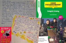 Handwritten diary entries with the cover of the Gangsta Granny novel and Gangsta Granny Reading Guide.